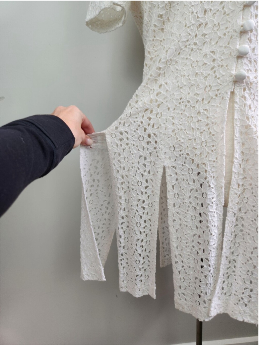 VTG 90s White Crochet Lace Button-Front Top Size 12 Fits Large Romantic Angel - Picture 5 of 15